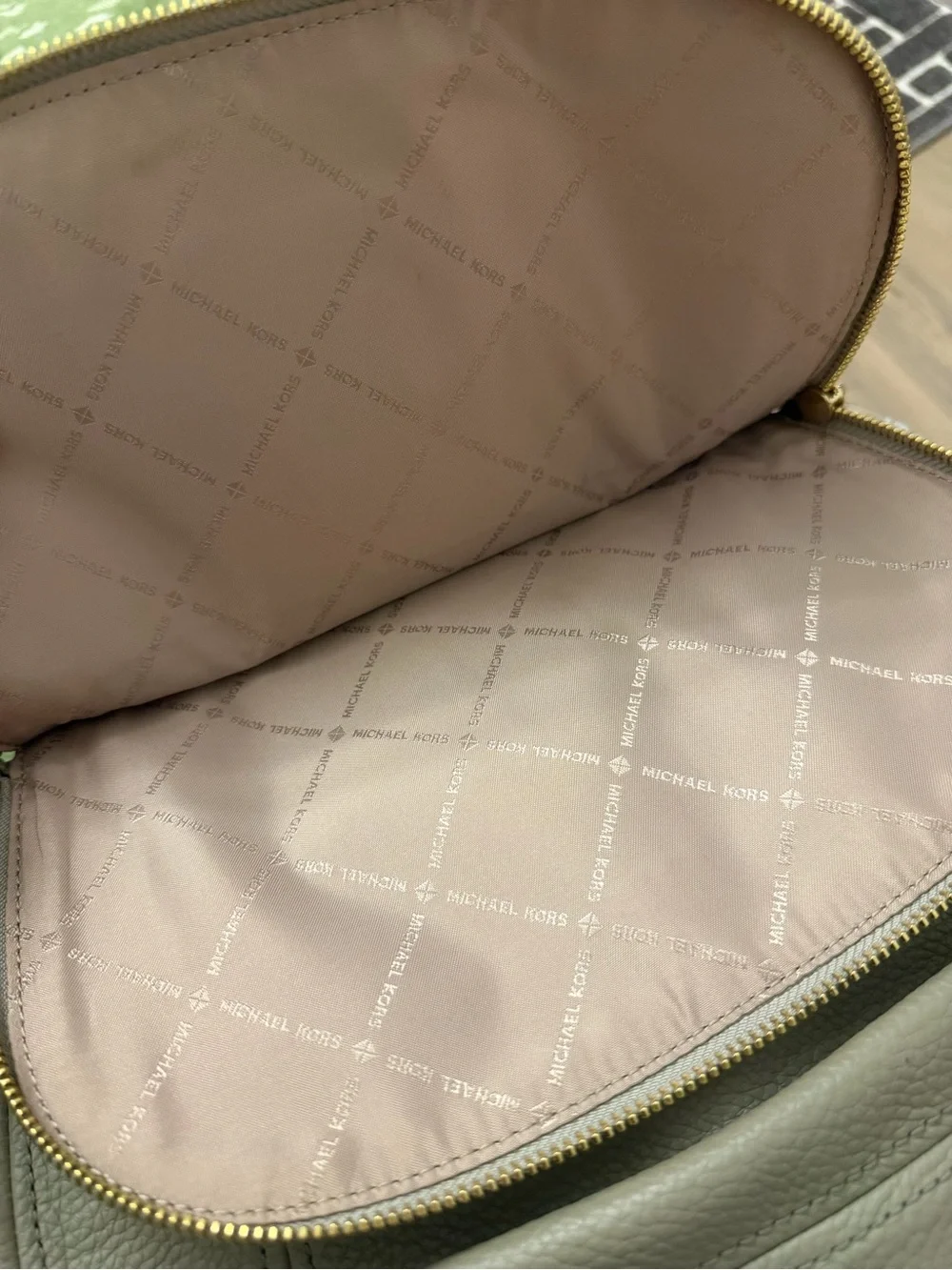 Michael Kors Taupe Leather Crossbody Bag with Gold Accents